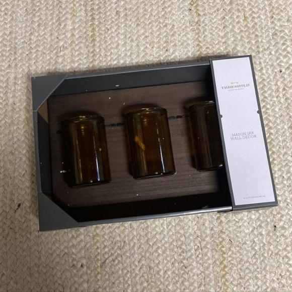 15" x 10" Medium Warm Wooden Plaque with Metal Mason Jars Brown - Picture 15 of 15